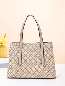 女士時尚大容量休閒肩袋 - 米色 - 查看 3