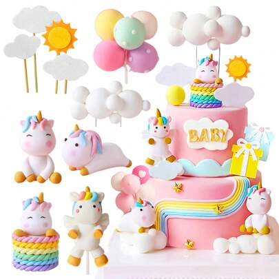 RGT Luxury Rainbow Unicorn Cake Decoration Unicorn Birthday Decoration Rainbow Cake Topper Unicorn Party Favors Rainbow Birthday Decoration Birthday Cake Decoration,Christmas