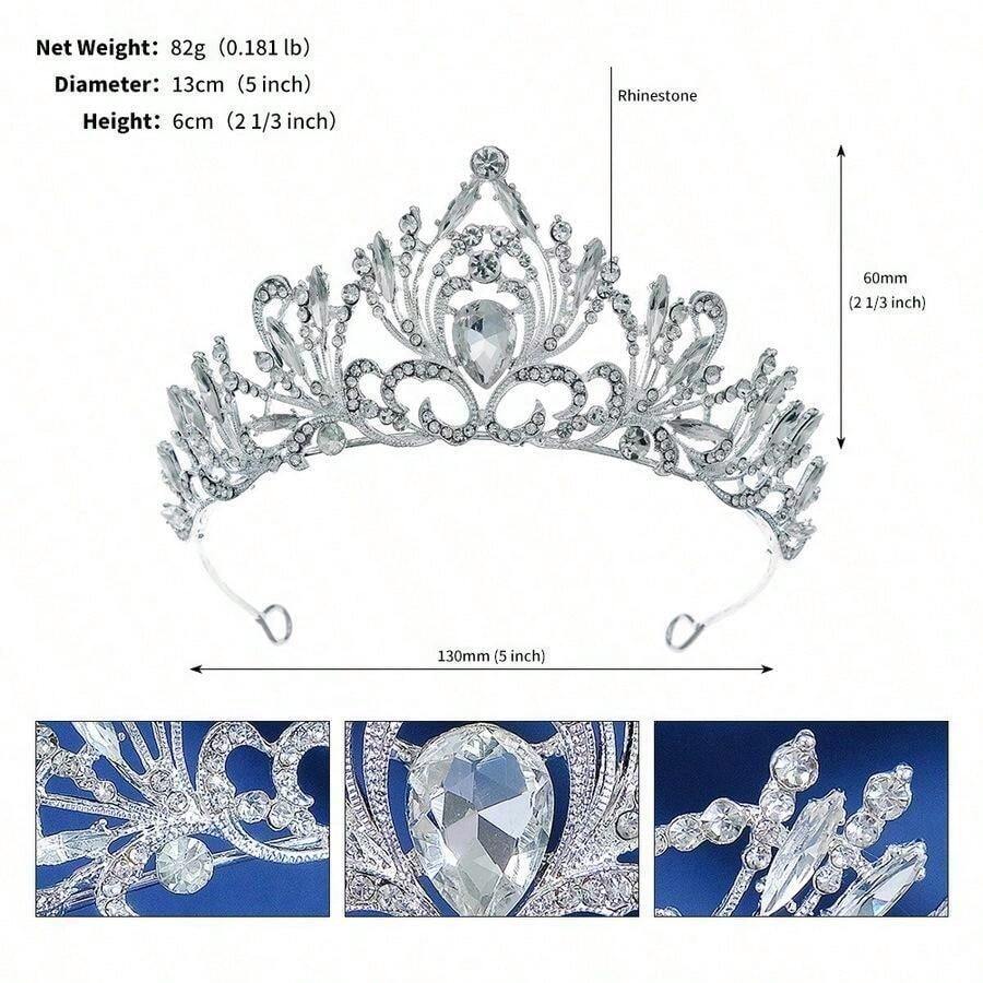 1pc Crystal Leaves Tiaras Crowns For Women, Adjustable Elf Headpiece Fairy Costume Jewelry