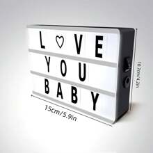 1pc Mini Cinema Light Box, 7.87inx5.9in (20cm X 15.24cm) - DIY Personalized Light Box Sign With Multiple Alphabet, Numbers And Symbols, Battery Or USB Powered (USB Cable Included), LED Light Box For Desk, Wall Decor, Suitable For Girls Bedroom, Bar, Birthday Party, Holiday, Home Decor