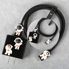 5入組蘋果/兔子/宇航員/奶酪/花卉風格的充電線保護器,防止斷裂,兼容iphone充電器保護殼 - 彩色 - 查看 5