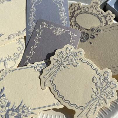 30 Sheets Retro Relief Letterpress Specialty Paper Thick Notepad Paper With Lace And Bow Design For Ins Simple Style Journal Decoration Or Writing Cards,School Supplies,Back To School