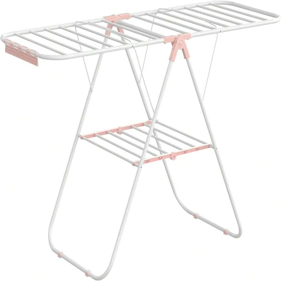 Clothes Drying Rack Laundry Rack Foldable Independent Clothes Drying Rack - 핑크 - 보기 1