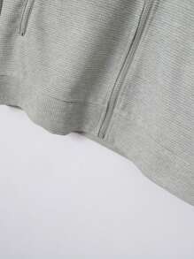 Pojkvänsstil herrset, höstlig Slim Fit Cardiganjacka med vävd dragkedja, ficka och krage Pojkvänstil herrkläder i två delar - Grå - Visa 4