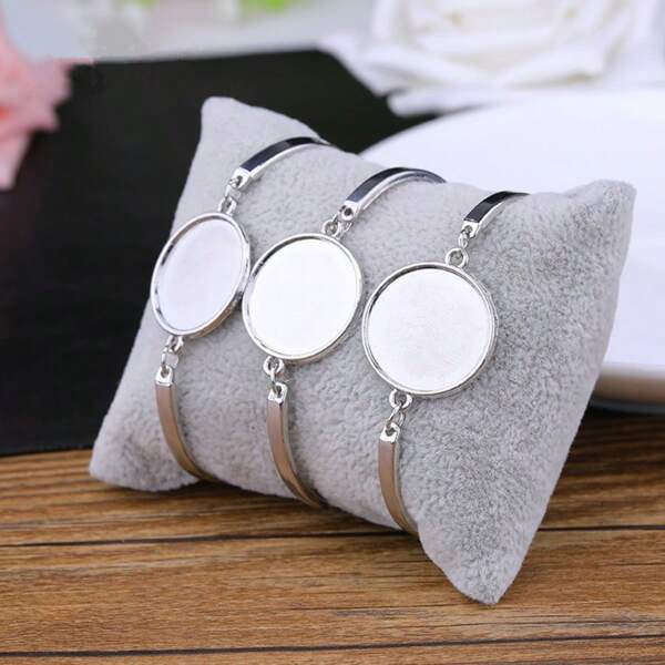 10pcs Alloy Raised Round Bezel Blank Settings Pendant Trays 20mm Bracelet DIY Jewelry Making Findings Craft Supplies