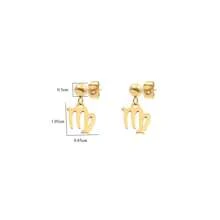 1 par de aretes colgantes de acero inoxidable con signo del zodíaco de moda para mujeres - Amarillo Oro - Ver 2