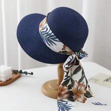 Women Sun Hat With Wide Brim Ribbon And Breathable Weaved Straw, Perfect For Outdoorsy And Versatile Look Bow - Multicolor - View 4