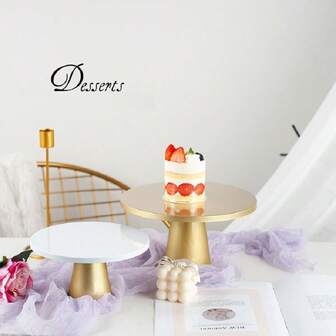 1pc Gold & White Detachable Iron Art Dessert Table Display Stand/Cake Rack For Wedding Celebration