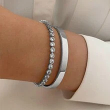 Set Of 2 Delicate Minimalist Style Bracelets For Women