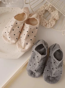 4双女式日式波点船袜隐形袜防滑吸汗夏季袜子浅口圆点袜船袜隐形袜