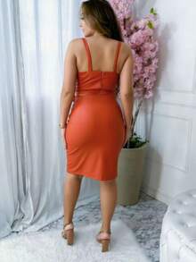 Women Two-Piece Outfits - 亮橙色 - 查看 2