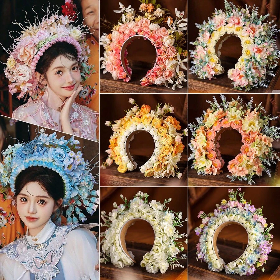 One Bride Hair Accessory 3D Flower Crown Headband - White - View 1