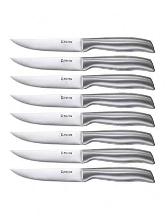 D.Perlla Steak Knives, Super Sharp Straight Edge Steak Knife Set Of 8, Professional Straight Edge Kitchen Table Dinner Knives, Elegant High Carbon Stainless Steel Kitchen Steak Knife Set, 4.5IN