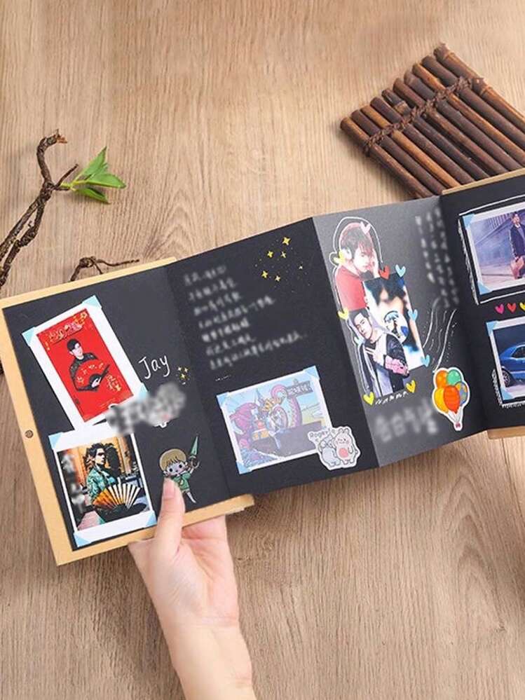 2 Mini Album Fotografici 17,5x11,5 Cm In Cartone Nero – Fai Da Te Con Fisarmonica, Chiusura A Cordoncino