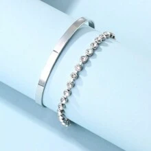 Set Of 2 Delicate Minimalist Style Bracelets For Women