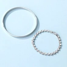 Set Of 2 Delicate Minimalist Style Bracelets For Women