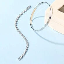 Set Of 2 Delicate Minimalist Style Bracelets For Women