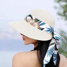 Women Sun Hat With Wide Brim Ribbon And Breathable Weaved Straw, Perfect For Outdoorsy And Versatile Look Bow - Multicolor - View 2