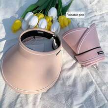 1入女士臉部防曬空頂太陽帽，夏季防曬帽，可折疊空帽，大邊糖果色太陽帽，戶外騎行女士遮陽帽 - 彩色 - 查看 8