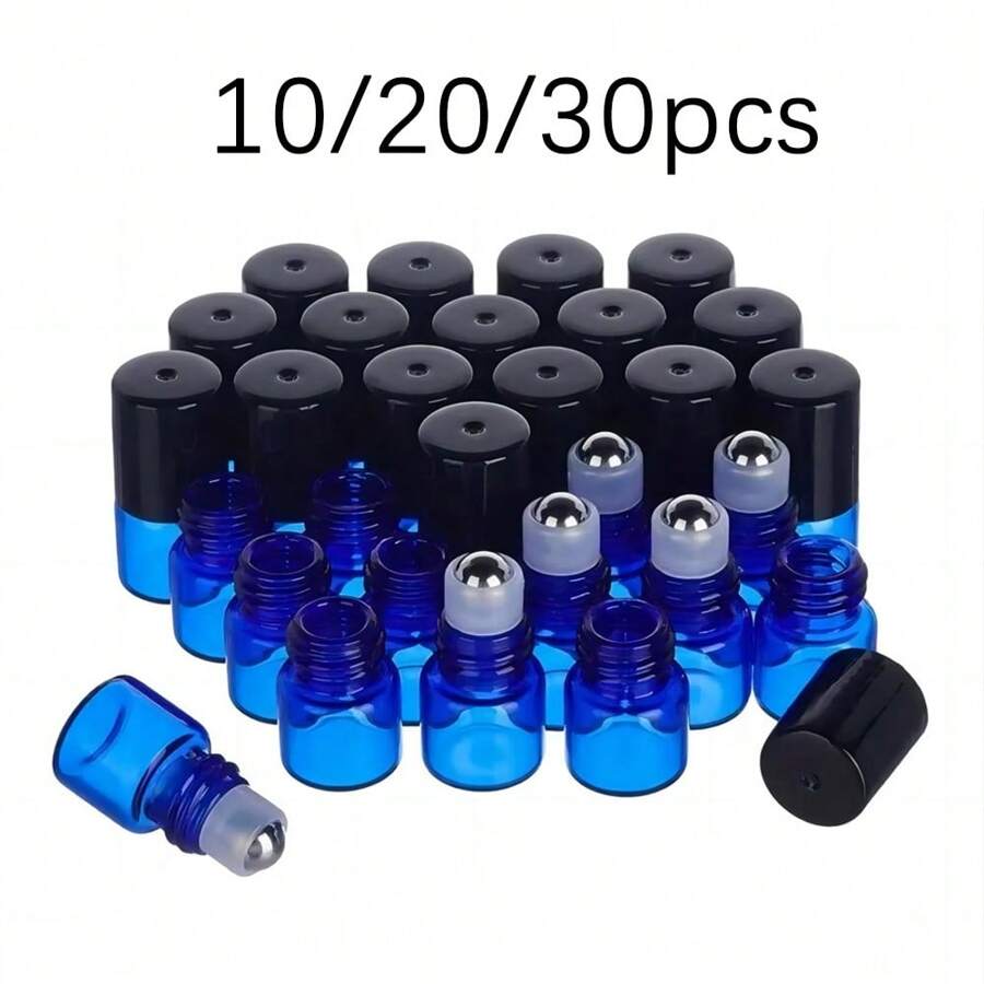 10/20/30pcs 1ml Blue Glass Roll-On Bottles, Essential Oil Containers, Roller Bottles, Sample Vials, Perfume Vials - Multicolor - View 1
