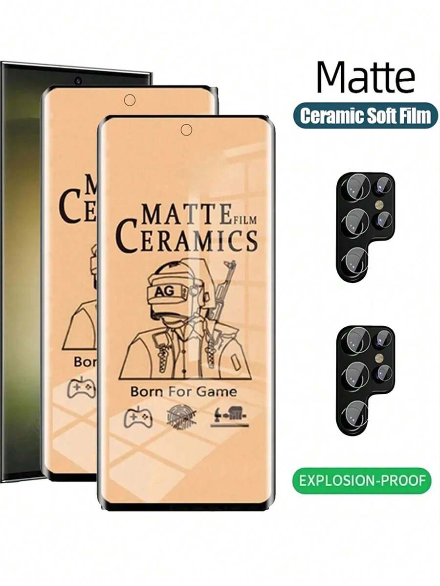 2pcs Matte Screen Protector Compatible With Samsung Galaxy S24 ULTRA S23 S22 S21 FE S20 Plus S9 S8 Note 20 10 9 8 Ceramic Soft Film - Clear - View 1