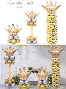 1/2 套气球柱支架套件，用于地板套装气球拱门支架，带底座金属伸缩设计高度可调气球塔架，适用于生日、婚礼、新娘送礼会、毕业派对装饰（适合铝箔气球或 12 英寸乳胶气球）。，返校情人节 - Suitable for Foil Balloons - 查看 2