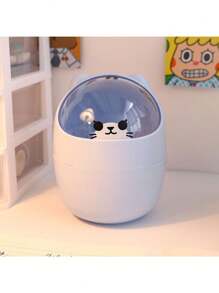 1 件桌面垃圾桶，迷你翻盖家用废纸篓，可爱 DIY 纸篓，带盖办公室收纳盒，可用作笔筒 [产品盖子是透明的，贴纸和贴纸将随机发送] - 彩色 - 查看 13