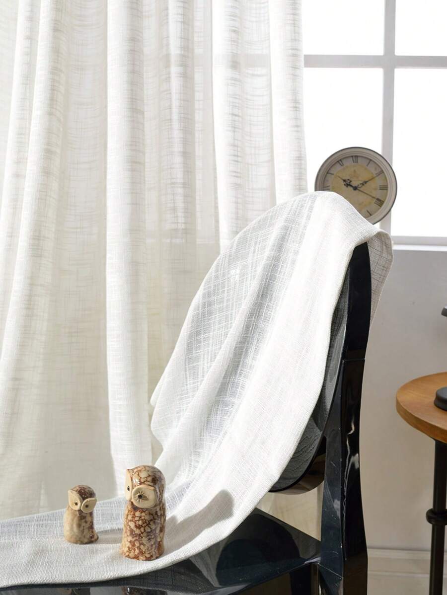 1PC Solid White Semi-Blackout Window Sheer For Versatile Decoration