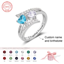S925 Sterling Silver Customizable Birthstone & Customized Engraving English Infinite Love Custom Ring For Women Fine Ladies Jewelry Gift Anniversary Gift