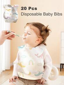 20 Stück/packung Leichte, Wegwerfbare, Wasserabweisende Und Schmutzabweisende Baby-lätzchen, Geeignet Für Tägliches Füttern