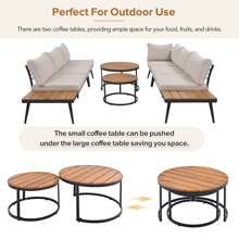 Nestfair 6-Piece Outdoor Sectional Sofa Set With Round Nesting Coffee Tables And Cushions