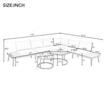 Nestfair 6-Piece Outdoor Sectional Sofa Set With Round Nesting Coffee Tables And Cushions