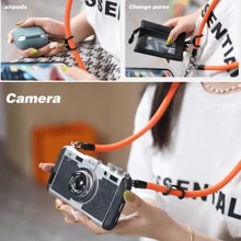 可調式斜跨式手機掛繩，黑白通用多功能掛繩，附有經典黑色固定卡/連接卡。 - 複色手機掛繩 - 查看 12