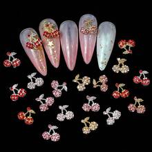 30入組3D櫻桃合金多色玻璃鑽石指甲藝術裝飾，金色和銀色DIY指甲裝飾，為您的指甲打造美麗！ - 彩色 - 查看 2