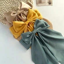 1/3/Pcs/Conjunto 24 Grampos de Cabelo Grandes de cetim Multicoloridos Fashion com Laços Oversized para Mulheres, Meninas, Novidades na Primavera, Vintage, Presilhas de Cabelo de Barrete de Metal com Laço Grande para Acessórios de Cabelo - Multicolorido - Visão 20