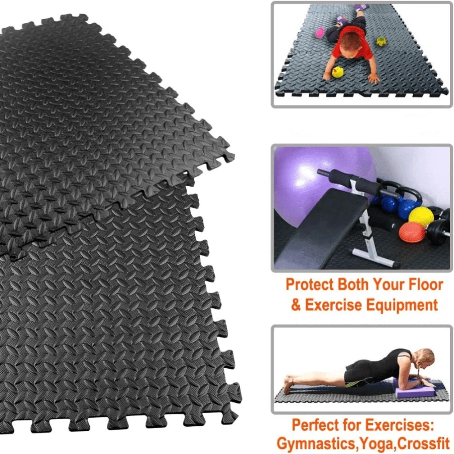 4pcs/8pcs Waterproof EVA Rubber Fitness Floor Mats With Interlocking