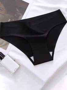 3pcs Women Seamless Solid Color Modal Bikini Panties, Minimalist Breathable Mid-Rise Underwear