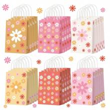 24 Pieces Daisy Flower Gift Bags Bulk Boho Daisy Party Favors Bags Daisy Goodie Treat Candy Bags With Handles For Wedding Retro Birthday Spring Party Decorations Supplies Groovy Gift Bags Party Favors Valentine Day