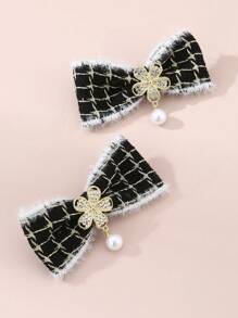 Elegant 2pcs Bow Decor Hair Clip - Multicolor - View 1