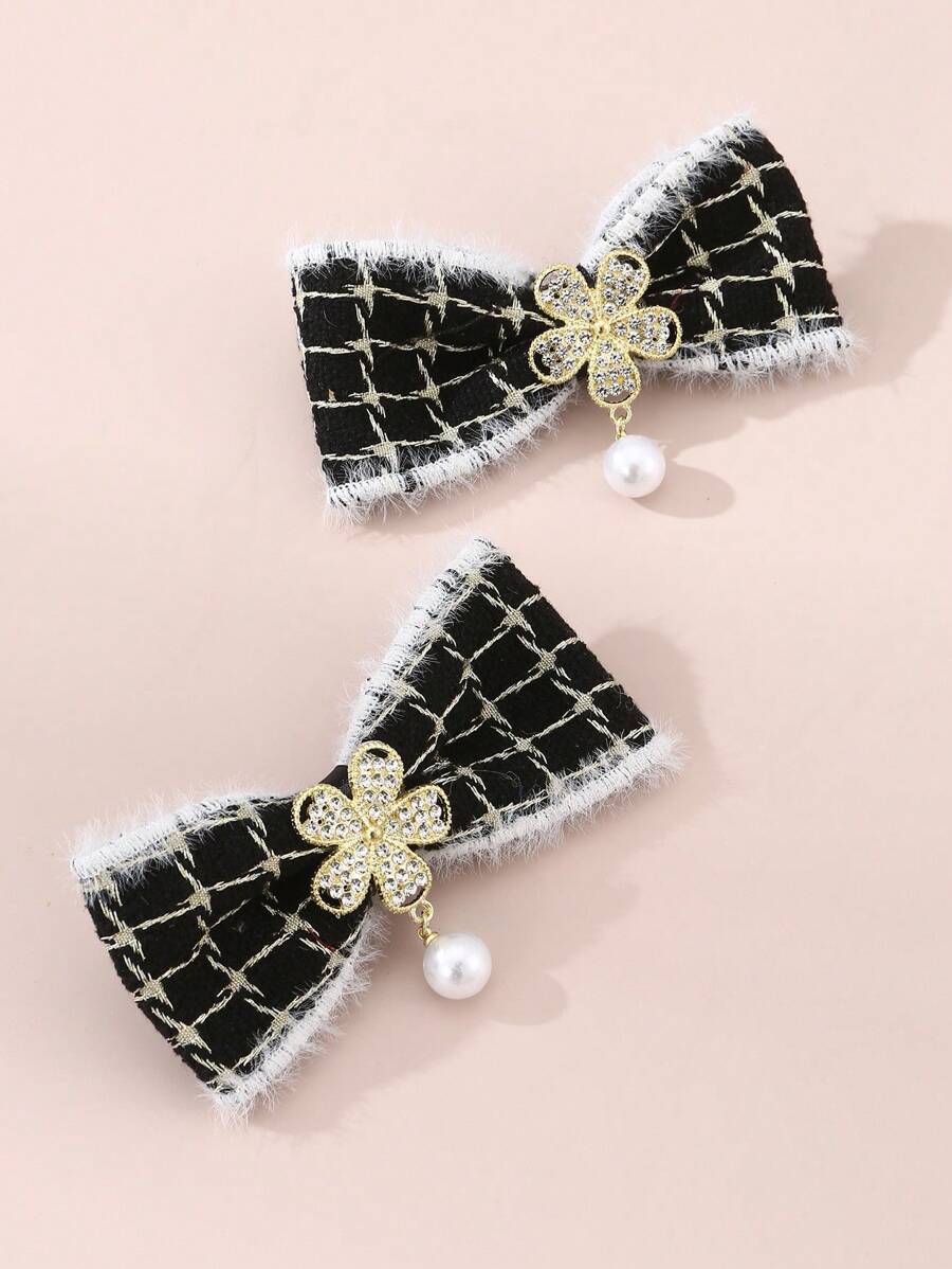 Elegant 2pcs Bow Decor Hair Clip - Multicolor - View 1