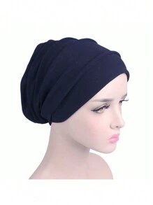 1頂厚彈性禮帽，適用於化療和脫髮患者，帶有褶皺設計和百葉帽髮帽頭巾 - 彩色 - 查看 10