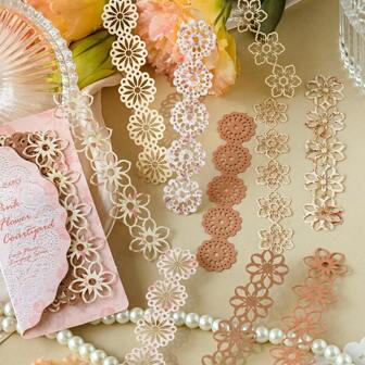 復古風景紙膠帶，紙膠帶花卉語言系列，簡單邊框裝飾紙器底材料，10張/包，拼貼書裝飾紙