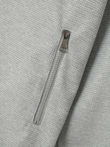 Pojkvänsstil herrset, höstlig Slim Fit Cardiganjacka med vävd dragkedja, ficka och krage Pojkvänstil herrkläder i två delar - Grå - Visa 7