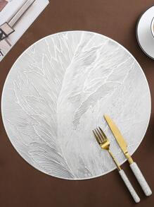 2-6 stuks goud ronde 15 inch veren waterdichte placemats, wasbaar, gemakkelijk schoon te maken, afveegbaar, antislip, hittebestendig, voor vakantie bruiloft feest festival tafeldecoratie