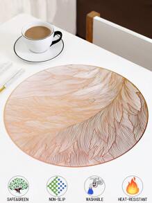 2-6 stuks goud ronde 15 inch veren waterdichte placemats, wasbaar, gemakkelijk schoon te maken, afveegbaar, antislip, hittebestendig, voor vakantie bruiloft feest festival tafeldecoratie