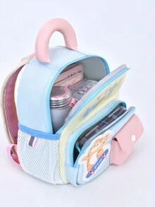 幼儿园书包男童卡通透气可爱狮子老虎动物双肩包小学生中班3岁宝宝背包 - 藍色 - 查看 10