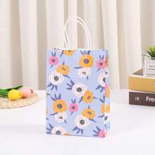 12 piezas Bolsas de regalo de papel Kraft rústico con pequeñas flores de colores mezclados de 21*15*8cm. - Multicolor - Ver 6