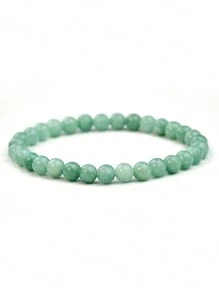 1pc Vintage Natural Jade Elastic Rope Bracelet, Blessing Wristband, Suitable For Daily Wear - Green - View 9