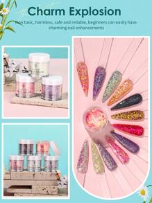 CHOSEOS Acrylic Powder With 12 Colors, Pink Tone Sparkling Acrylic Nail Powder, Suitable For Valentine's Day Nail Art 3D Sculpting French Nails Extension, Spring/Summer French Nails, Holiday Gifts For Women And Girls