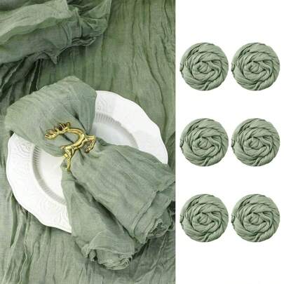 6pcs Cheesecloth Napkins 19.7 x 19.7 Inch Dinner Cloth Napkins with Wrinkled Decorative Cloth Napkins for Home Wedding Rustic Table Decoration